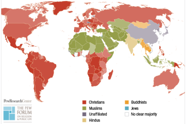 Répartitions des religions dans le monde